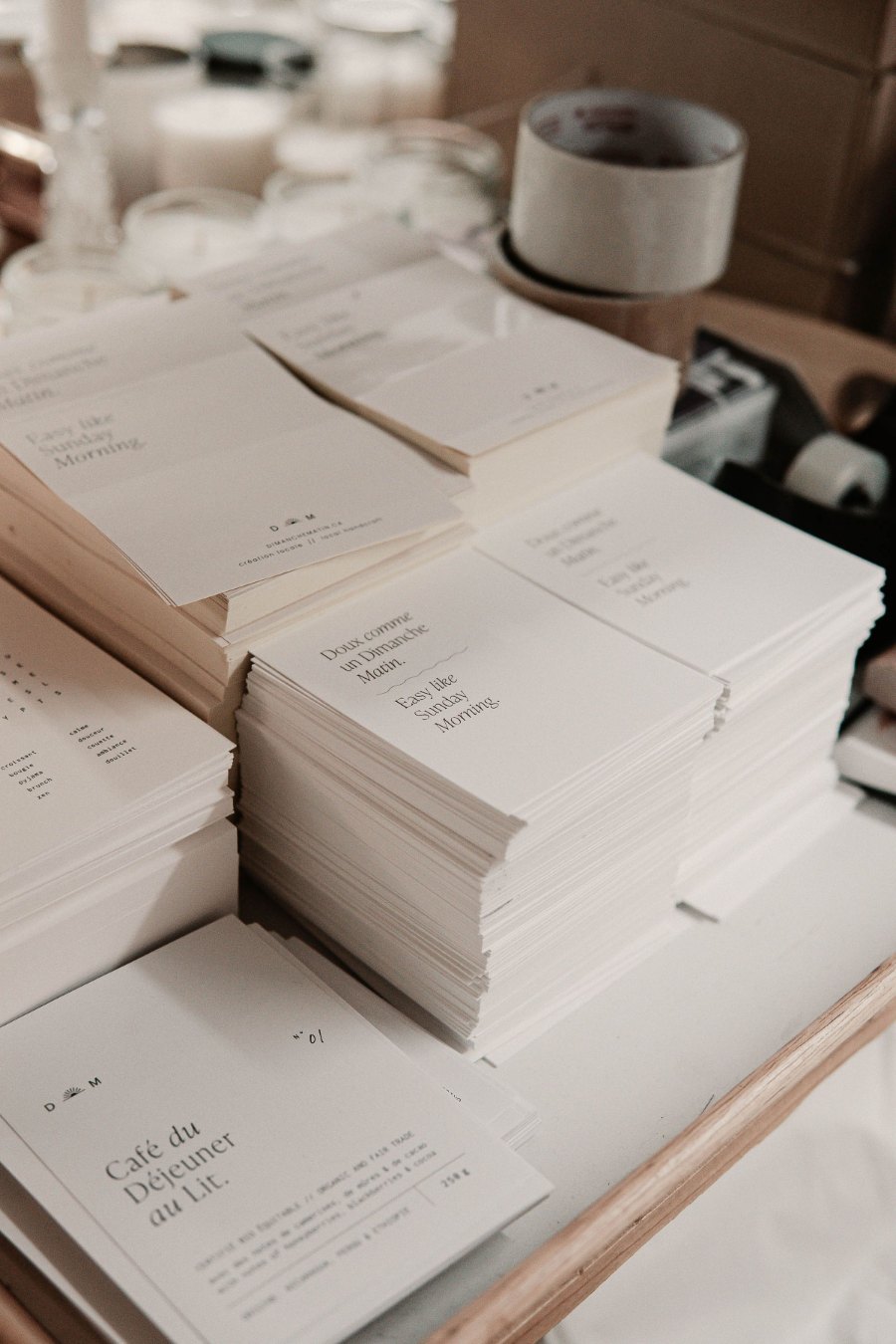 A finished print run stacked and ready to trim
